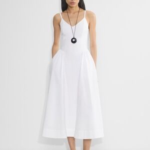 Aritzia White Midi Dress with Spaghetti Straps